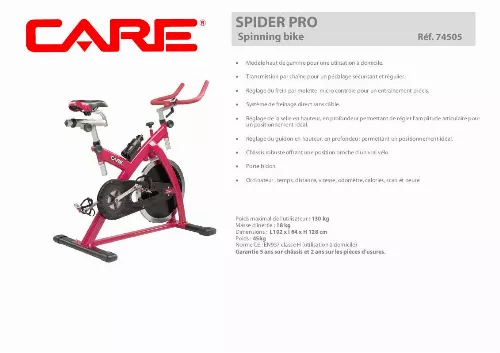 Mode d'emploi CARE FITNESS SPIDER PRO 74505