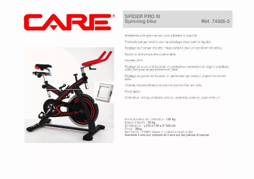 Mode d'emploi CARE FITNESS SPIDER PRO III