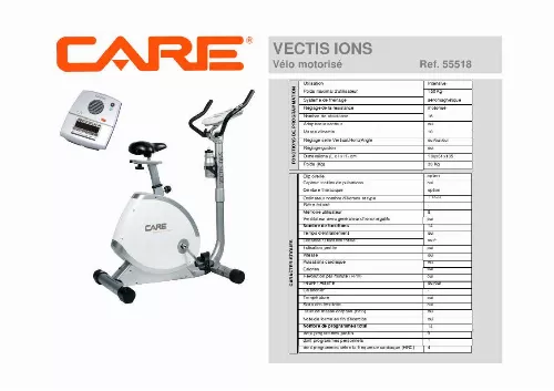 Mode d'emploi CARE FITNESS VECTIS IONS 55518