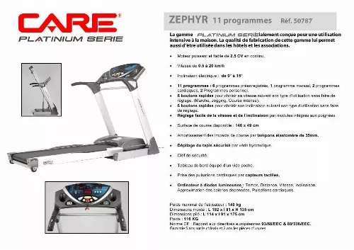 Mode d'emploi CARE FITNESS ZEPHYR 50787