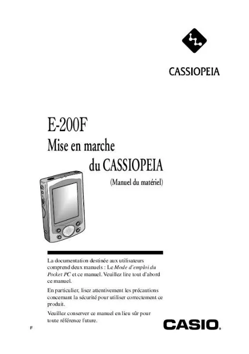 Mode d'emploi CASIO CASSIOPEIA E-200F