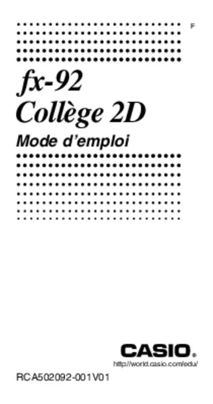 Mode d'emploi CASIO COLLEGE 2D