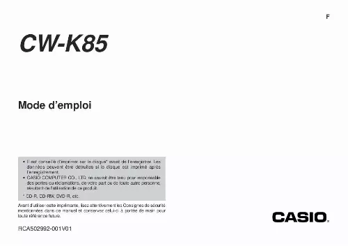 Mode d'emploi CASIO CW-K85