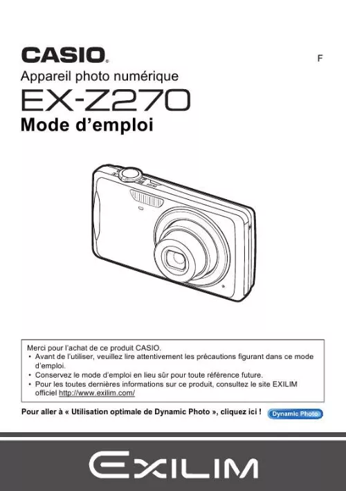 Mode d'emploi CASIO EX-Z270