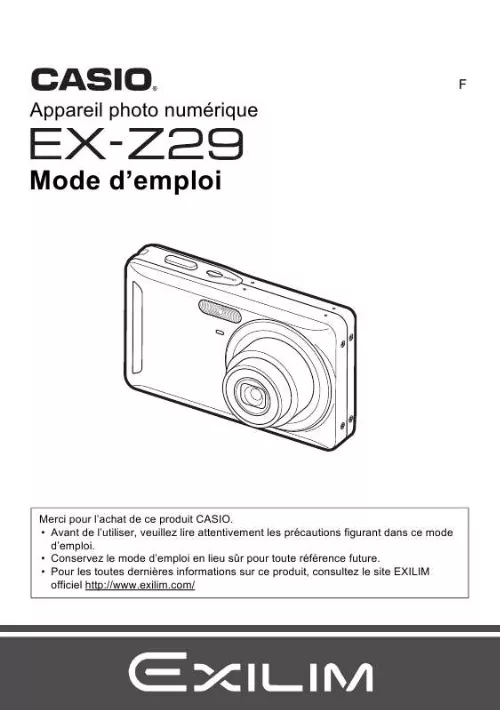 Mode d'emploi CASIO EX-Z29
