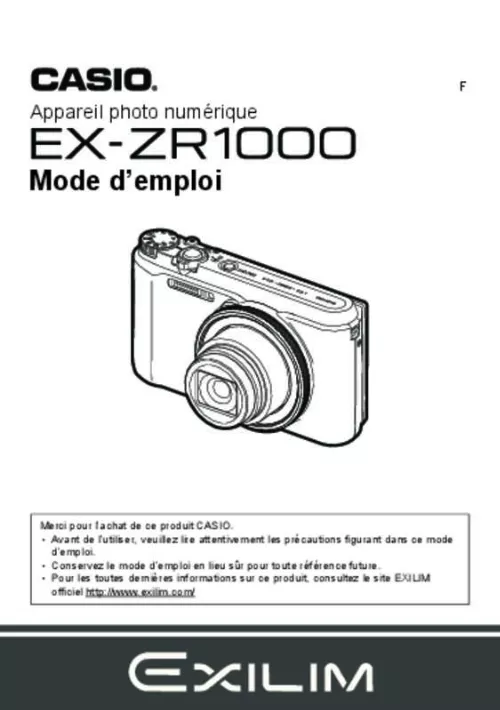 Mode d'emploi CASIO EX-ZR1000
