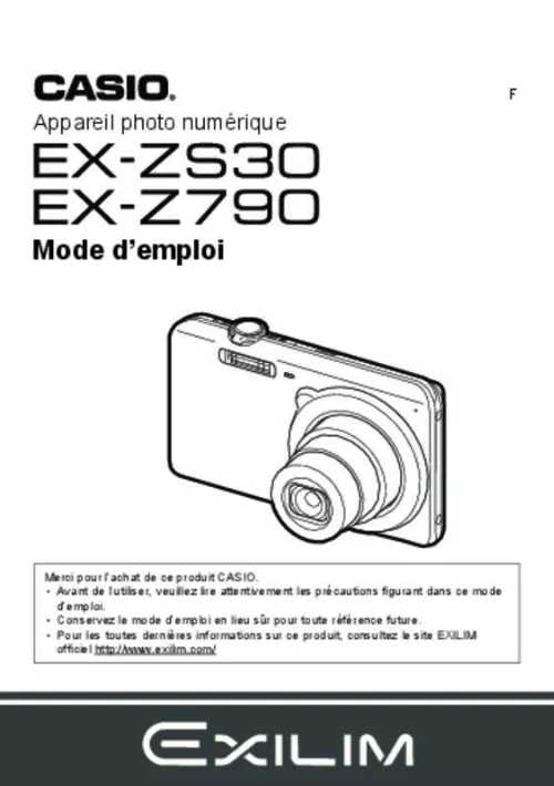 Mode d'emploi CASIO EX-ZS30