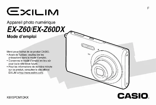 Mode d'emploi CASIO EXILIM EX-Z560