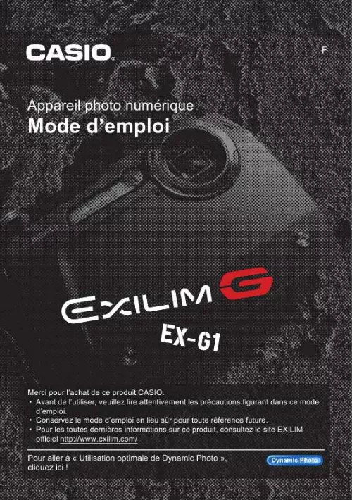 Mode d'emploi CASIO EXILIM EX-G1