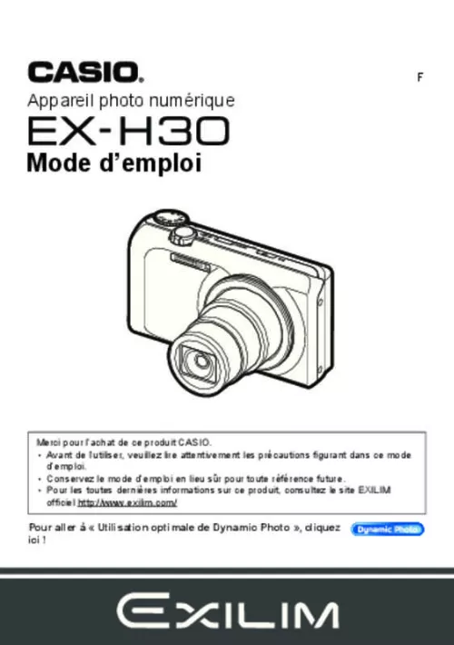 Mode d'emploi CASIO EXILIM EX-H30