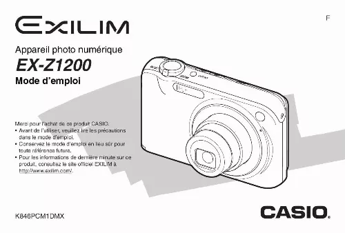 Mode d'emploi CASIO EXILIM EX-Z1200