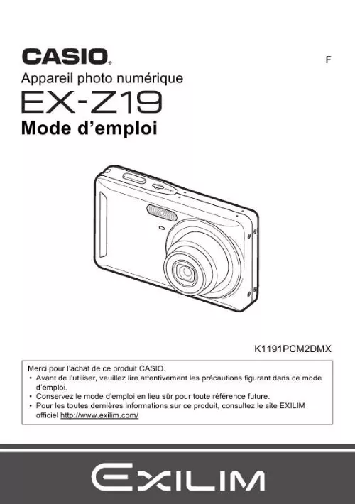 Mode d'emploi CASIO EXILIM EX-Z19