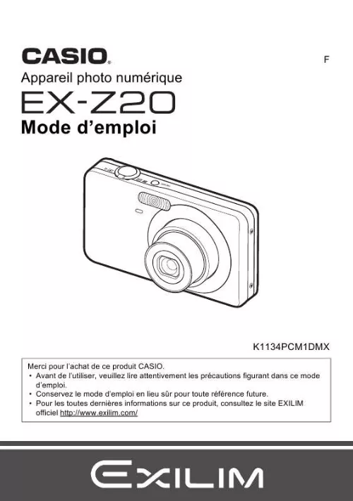 Mode d'emploi CASIO EXILIM EX-Z20