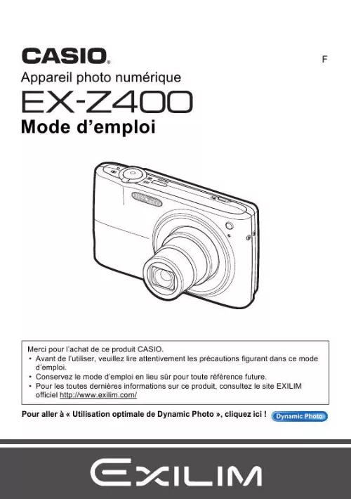 Mode d'emploi CASIO EXILIM EX-Z400