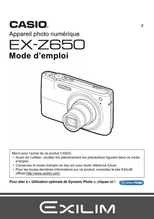 Mode d'emploi CASIO EXILIM EX-Z650