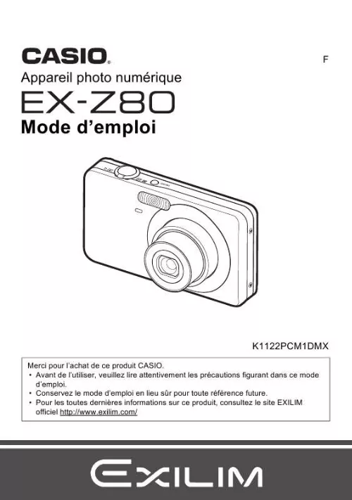 Mode d'emploi CASIO EXILIM EX-Z80