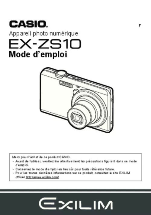 Mode d'emploi CASIO EXILIM EX-ZS10