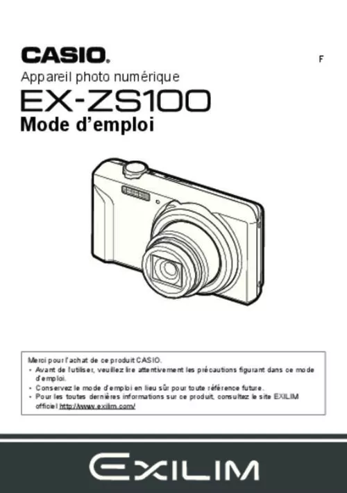 Mode d'emploi CASIO EXILIM EX-ZS100