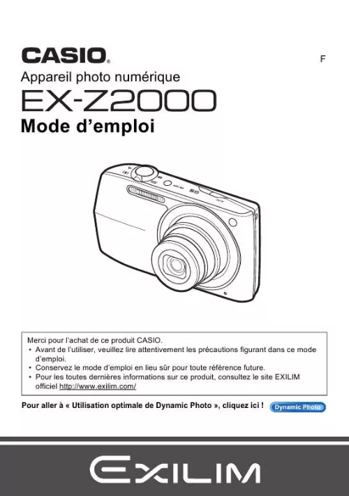 Mode d'emploi CASIO EXILIM EX-Z2000