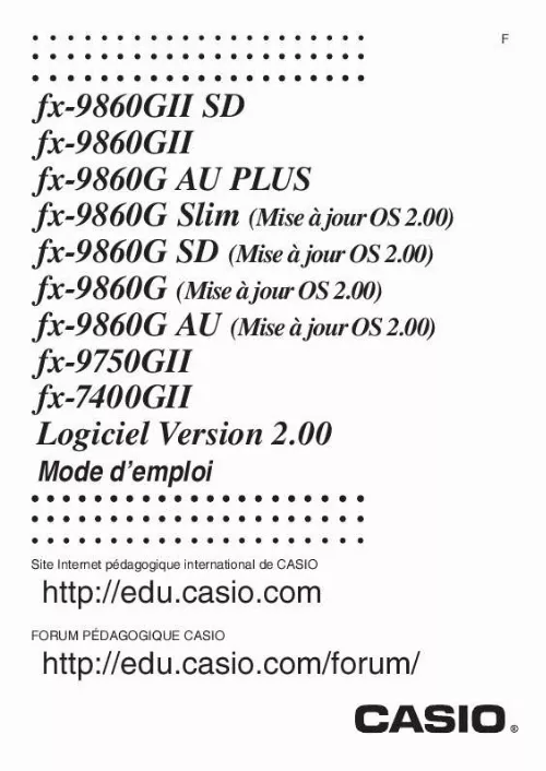 Mode d'emploi CASIO FX-9860G SLIM