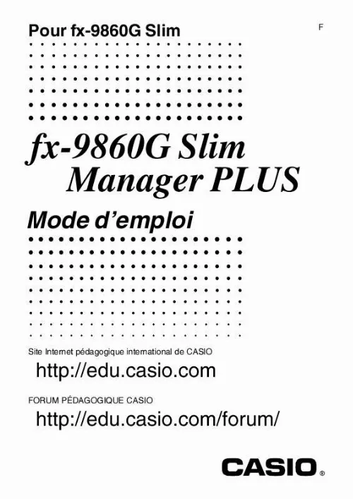 Mode d'emploi CASIO FX-9860G SLIM MANAGER PLUS