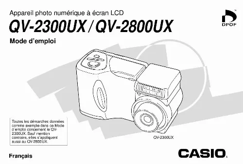 Mode d'emploi CASIO QV-2800