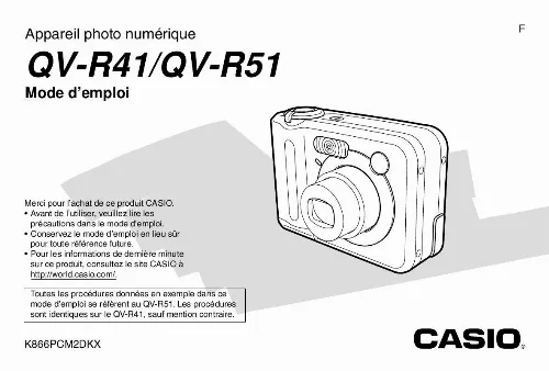 Mode d'emploi CASIO QV-R41