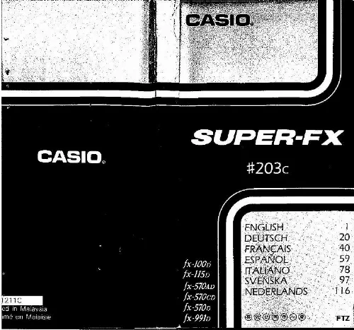 Mode d'emploi CASIO SUPER FX 203C