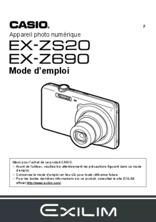 Mode d'emploi CASIO ZS100