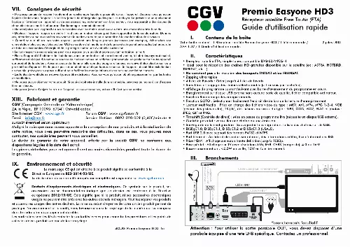 Mode d'emploi CGV PREMIO ESAYONE HD 3