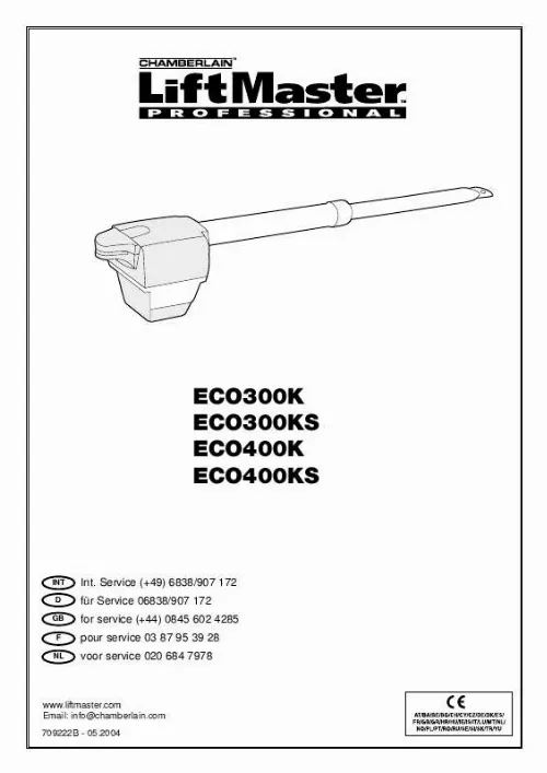 Mode d'emploi CHAMBERLAIN ECO300KS