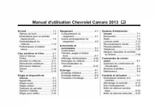 Mode d'emploi CHEVROLET CAMARO