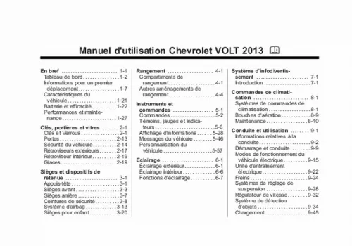 Mode d'emploi CHEVROLET VOLT 2013