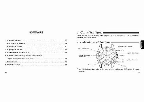 Mode d'emploi CITIZEN WATCH F52