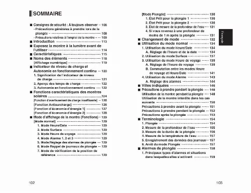 Mode d'emploi CITIZEN WATCH U100