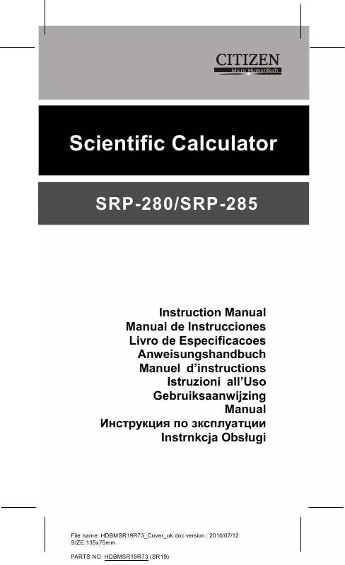 Mode d'emploi CITIZEN SRP-280285