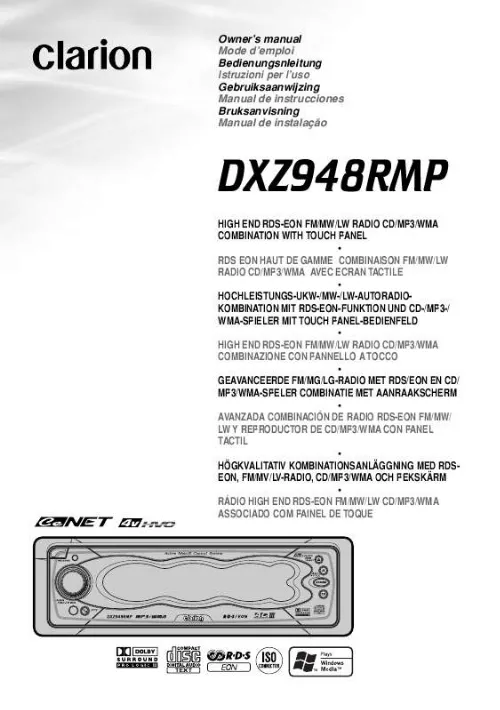 Mode d'emploi CLARION DXZ948RMP