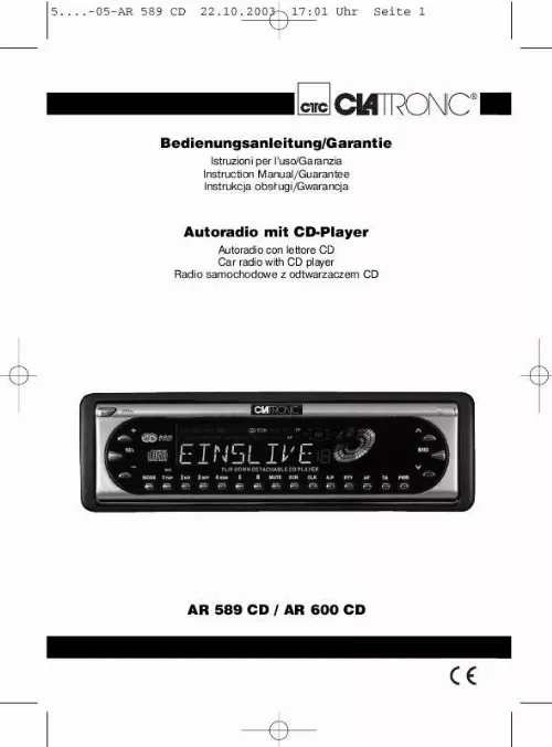 Mode d'emploi CLATRONIC AR 589 CD