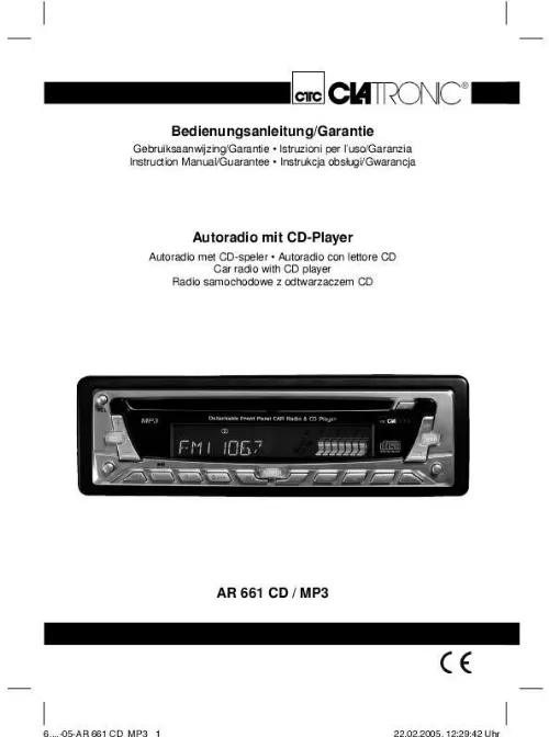 Mode d'emploi CLATRONIC AR 661 CD MP3