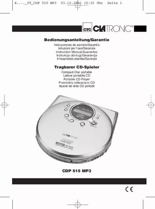 Mode d'emploi CLATRONIC CDP 515 MP3
