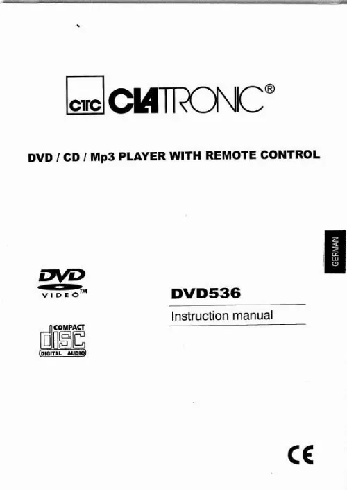 Mode d'emploi CLATRONIC DVD 536