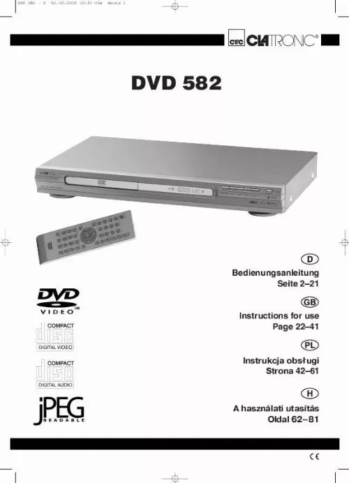Mode d'emploi CLATRONIC DVD 582
