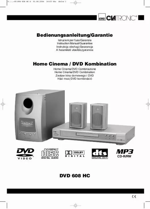 Mode d'emploi CLATRONIC DVD 608 HC