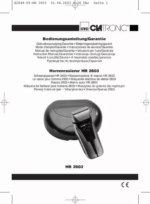 Mode d'emploi CLATRONIC HR 2603