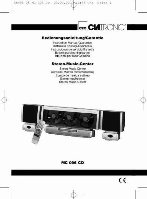 Mode d'emploi CLATRONIC MC 096 CD