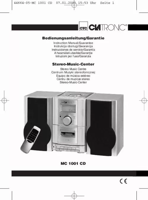 Mode d'emploi CLATRONIC MC 1001 CD