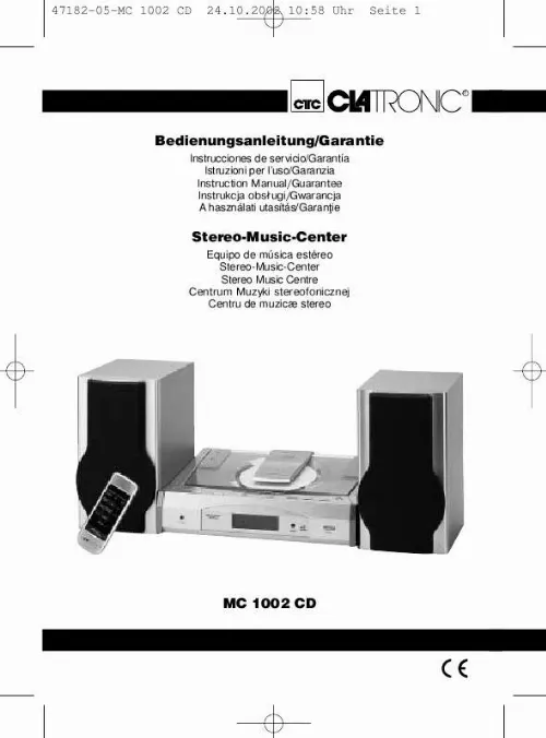 Mode d'emploi CLATRONIC MC 1002 CD