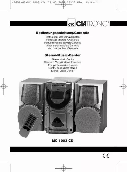 Mode d'emploi CLATRONIC MC 1003 CD