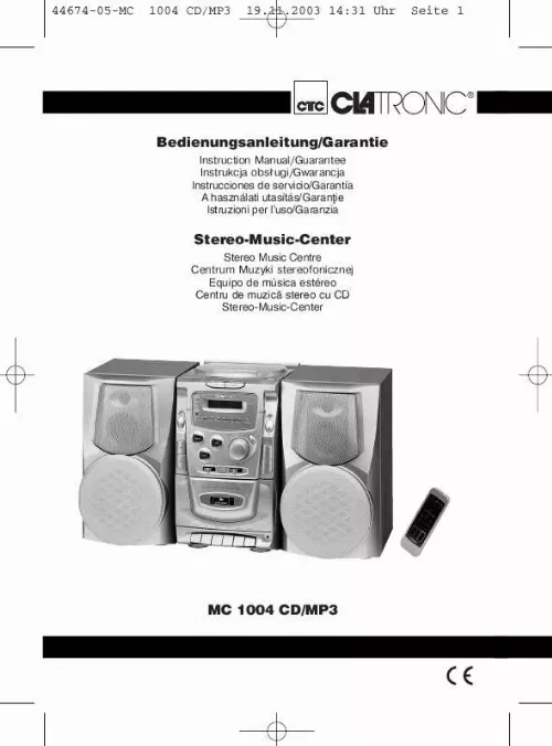 Mode d'emploi CLATRONIC MC 1004 CD