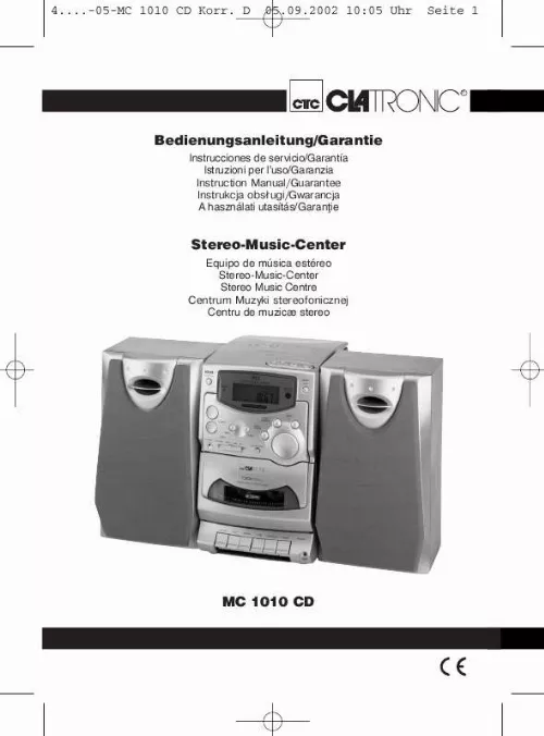 Mode d'emploi CLATRONIC MC 1010 CD